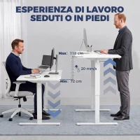 HOMCOM Scrivania Regolabile in Altezza Elettrica con Funzione Memoria, 100x60x72-118 cm, Bianco(m-4)