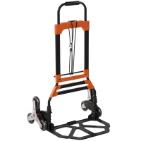 HOMCOM Heavy Duty Foldable Trolley on Wheels, Steel Folding Hand Truck, 75kg, Black and Orange(m-1)