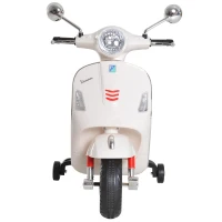 HOMCOM Moto Elettrica per Bambini Design Vespa, Batteria 6V con Suoni e Luci, Età 3-6 Anni, Bianco(m-8)