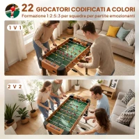 SPORTNOW Mini Calcio Balilla, Calcetto Balilla 92x75x71 cm, 22 Giocatori, 2 Palline, 8 aste, Segnapunti, per Famiglia, Regalo, Marrone(m-5)