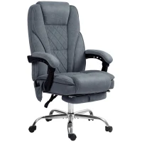Vinsetto Fauteuil de bureau massant et chauffant hauteur réglable dossier inclinable télécommande repose-pieds rétractable gris(m-12)