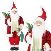 HOMCOM 4ft Life Size Singing Dancing Santa Claus, 120 cm Standing Musical Animated Santa with Stocking, Sack, Posable Arms, Handcrafted, Sound Touch Activated, Moving Christmas Figure Decor(m-13)