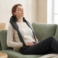 HOMCOM Cordless Neck Massager with Heat, Deep Tissue 4D Shiatsu Neck and Shoulder Massager for Car Home, Gifts for Men Women(m-14)