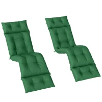 Outsunny Set of Two 190 x 56cm Sun Lounger Cushions - Green(m-15)