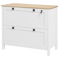 HOMCOM Armadietto Portadocumenti con 2 Cassetti per Cartelle A4, Serratura e Chiavi, 76x40x76cm, Bianco(m-11)