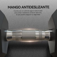 HOMCOM Mancuerna Hexagonal 15 KG con Barra de Conexión Metálica para Entrenamiento en Casa Gimnasio Oficina Negro y Plata(m-5)