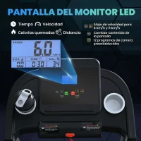 HOMCOM Cinta de Correr para Casa 1-12 KM/H 1,5HP con 12 Programas Ruedas Pantalla LED y Soporte para Móvil para Hogar Oficina(m-4)
