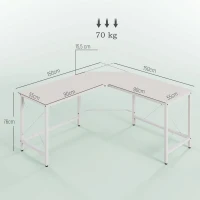 HOMCOM Scrivania Angolare a L con Piedini Regolabili, in Legno e Acciaio, 150x150x76 cm, Bianca(m-3)