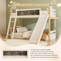 Modern High Sleeper Bunk Bed Frame with Slide and Storage Stairs, Solid Wooden Childrens Loft Bed with Safety Guardrails, 194L x 124W x 148H cm, White(m-6)