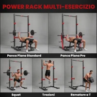 SPORTNOW Power Cage Rack Squat 500 kg con Barra Trazioni e Larghezza Regolabile(m-5)