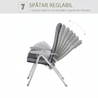 Outsunny Scaun de pescuit pliabil cu brațe și spătar reglabil, din aluminiu și poliester, 75x61,5x76-115 cm, gri(m-5)
