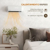 HOMCOM Calefactor Eléctrico de Pared 2000W con 3 Modos Pantalla LED Termostato Temporizador y Oscilación Blanco(m-15)