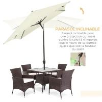 Outsunny Parasol inclinable rectangulaire métal polyester haute densité 3 x 2 m crème(m-4)