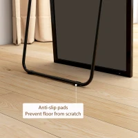 HOMCOM Full Length Mirror, Aluminium Alloy Framed Full Body Mirror with Tempered Glass, Standing or Wall Hanging, Black(m-6)