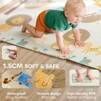 AIYAPLAY Animal-Themed Baby Plat Mat Double Sided, Foldable, Water-Resistant for Outdoor/Indoor, 177 x 146 x 1.5cm(m-6)