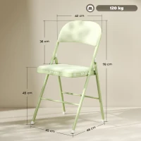 HOMCOM Juego de 4 Sillas Plegables Tapizadas en Terciopelo Estructura de Acero con Respaldo para Espacios Pequeños Verde(m-3)