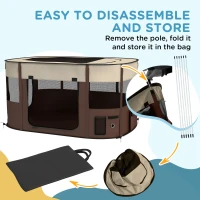 PawHut Foldable Dog Pen with Storage Bag for Indoor/Outdoor Use, Portable Pet playpen, with Ground Stakes - Brown(m-6)