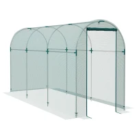 Outsunny 360 x 120cm Galvanised Steel Fruit Cage, Plant Protection Tent with Zipped Door, Green(m-1)