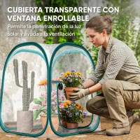 Outsunny Mini Invernadero Plegable Pop-up Invernadero de Exterior con Puerta Enrollable y Cubierta Transparente(m-5)