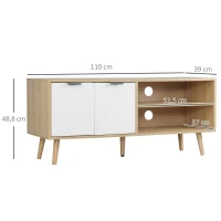 HOMCOM Mobile TV 46" max in Truciolato e Legno con 2 Ripiani Aperti e Armadietto, 110x39x48.8 cm(m-3)