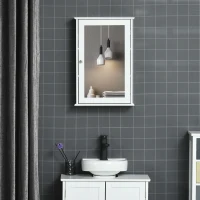 kleankin Specchio Bagno Contenitore con Anta Magnetica, Mobile Bagno con Specchio, Ripiano Regolabile, Bianco(m-2)