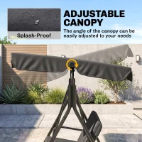 Outsunny Three-Seater Garden Swing Chair, with Adjustable Canopy - Black(m-4)