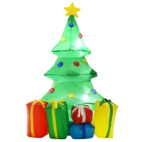 HOMCOM Aufblasbare Weihnachtsdekoration mit LED-Licht, Geschenken, 150 cm Wasserdicht für Weihnachtsfeiern(m-1)