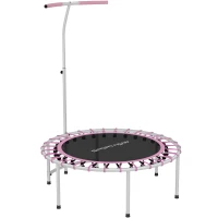 SPORTNOW 40" Fitness Trampoline, Mini Rebounder Trampoline for Adults with 5-Level Adjustable Handle, Indoor Exercise Bungee Rebounder, Max Load 100KG, Purple(m-11)