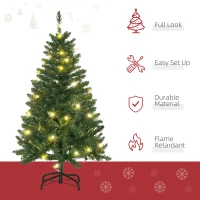 HOMCOM 4FT Christmas Tree Warm White LED Light Holiday Home Decoration, Green(m-4)