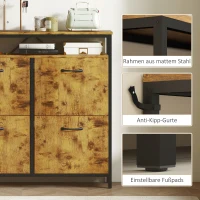 HOMCOM Schuhschrank mit 4 klappbaren Schubladen, schmales Design, offenes Regal, für 12-20 Paar Schuhe, Stahl, Braun(m-7)