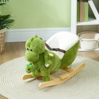 AIYAPLAY Cavallo a Dondolo per Bambini 18-36 Mesi a Dinosauro con Suoni e Rivestimento Morbido, Verde(m-10)