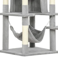 PawHut Arbre à chat tour de jeux pour chat 8 poteaux à griffer 4 plateformes 2 niches  échelle et 3 boules hauteur 192 cm gris(m-12)