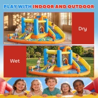 AIYAPLAY 5 in 1 Bouncy Castle for Children, Inflatable Bounce House with Dual Slides, Pool, Climbing Wall, Water Cannons, Blower(m-10)