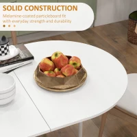 HOMCOM Folding Dining Table, Drop Leaf Table for Small Spaces, Oval Tabletop for Dining Room, Ash Wood-Effect(m-6)