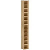 HOMCOM Set of 2 CD Media Display Shelf Unit Tower Rack with Adjustable Shelves, Natural(m-1)
