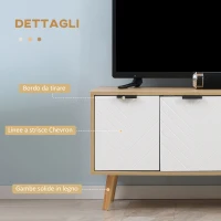 HOMCOM Mobile TV 46" max in Truciolato e Legno con 2 Ripiani Aperti e Armadietto, 110x39x48.8 cm(m-6)