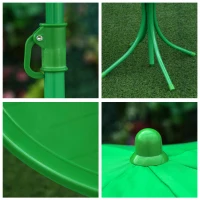 Outsunny Ensemble Salon de Jardin Enfant 4 pcs Design Grenouille - Table Ronde + 2 chaises Pliables + Parasol - métal époxy Oxford Vert(m-8)