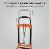 HOMCOM Heavy Duty Foldable Trolley on Wheels, Steel Folding Hand Truck, 75kg, Black and Orange(m-6)