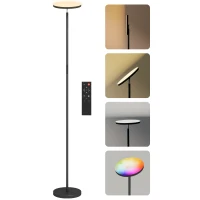 HOMCOM RGB Uplighter Stehlampe, dimmbare Lampe mit Fernbedienung & Touch-Steuerung, 350° drehbarer Kopf, Schwarz(m-12)