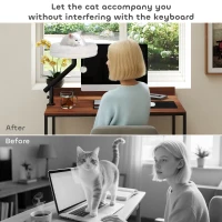PawHut Cat Desk Bed, Cat Hammock 360° Rotatable Adjustable for Window, Table, Work, Cream White(m-4)