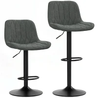 HOMCOM Set of Two Linen-Look Bar Stools - Charcoal Grey(m-1)