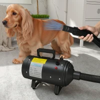 PawHut 2200W Dog Hair Dryer with Adjustable Temperature & Velocity, 3 Different Nozzles, Black(m-2)