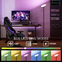 HOMCOM RGB Uplighter Floor Lamp, Tall Dimmable Standing Lamp with Remote & Touch Control, 350° Rotatable Head for Living Room Bedroom, 2700K-6000K Colour Temperatures, Black(m-5)