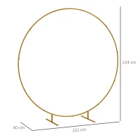 Outsunny 222cm Gold Tone Backdrop Stand, Round Metal Wedding Arch for Birthday Party, Bridal Shower, Graduation, Ceremony(m-3)