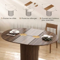 HOMCOM Table à Manger Extensible pour 6 à 8 Personnes, 110-150 cm, Table de Cuisine Ovale avec Piètement Central Rond, Noyer(m-5)