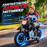 AIYAPLAY Elektrische kinder-motor HONDA CRF 450R 12V kinder-motocross met 35W motor lithium-accu achtervering 31 cm wielen(m-4)