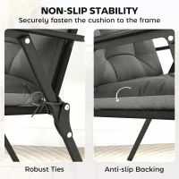 Outsunny Patio Chair Cushions Set of 4, Waterproof Non-Slip Lounge Chair Cushions, 112x53cm, Dark Grey(m-6)