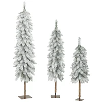 HOMCOM Set of 3 Pencil Flocked Christmas Tree, 3ft 4ft 5ft(m-11)