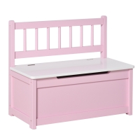HOMCOM Banco Almacenaje para Niños con Respaldo y Tapa Amortiguadora Carga 40 kg para Salas de Juego 60x30x50 cm Rosa y Blanco
