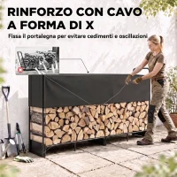 Outsunny Portalegna da Interno ed Esterno in Acciaio Zincato con Copertura e Borsa in Oxford 600D, Portata 500 kg, Nero(m-6)